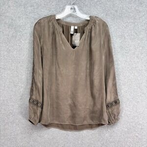 Kut from the Kloth Pullover Top XS Taupe Cutout Lace Steampunk Renaissance